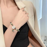 Crystal Beads Freshwater Pearls Strand Bracelet Women YBR279