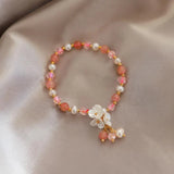 Crystal Beads Freshwater Pearls Strand Bracelet Women YBR279