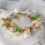 Lace-up Flower Hair Band Wreath Headdress Korean-Style Princess Wedding Jewelry