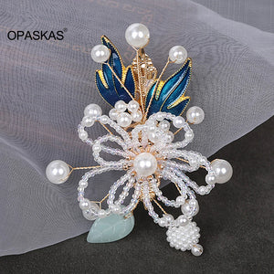 Vintage Floral Hair Clips Hairpins Chinese Pearl Hanfu Accessoires