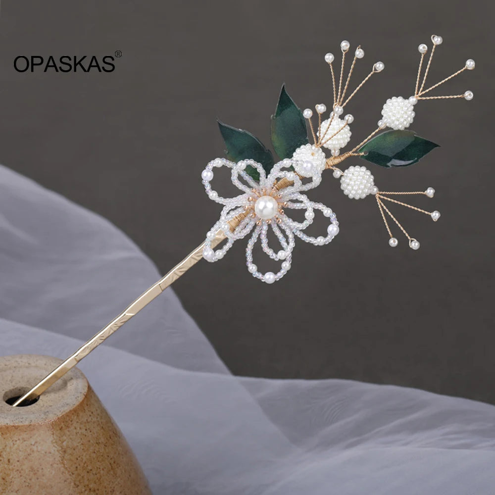 Vintage Floral Hair Clips Hairpins Chinese Pearl Hanfu Accessoires