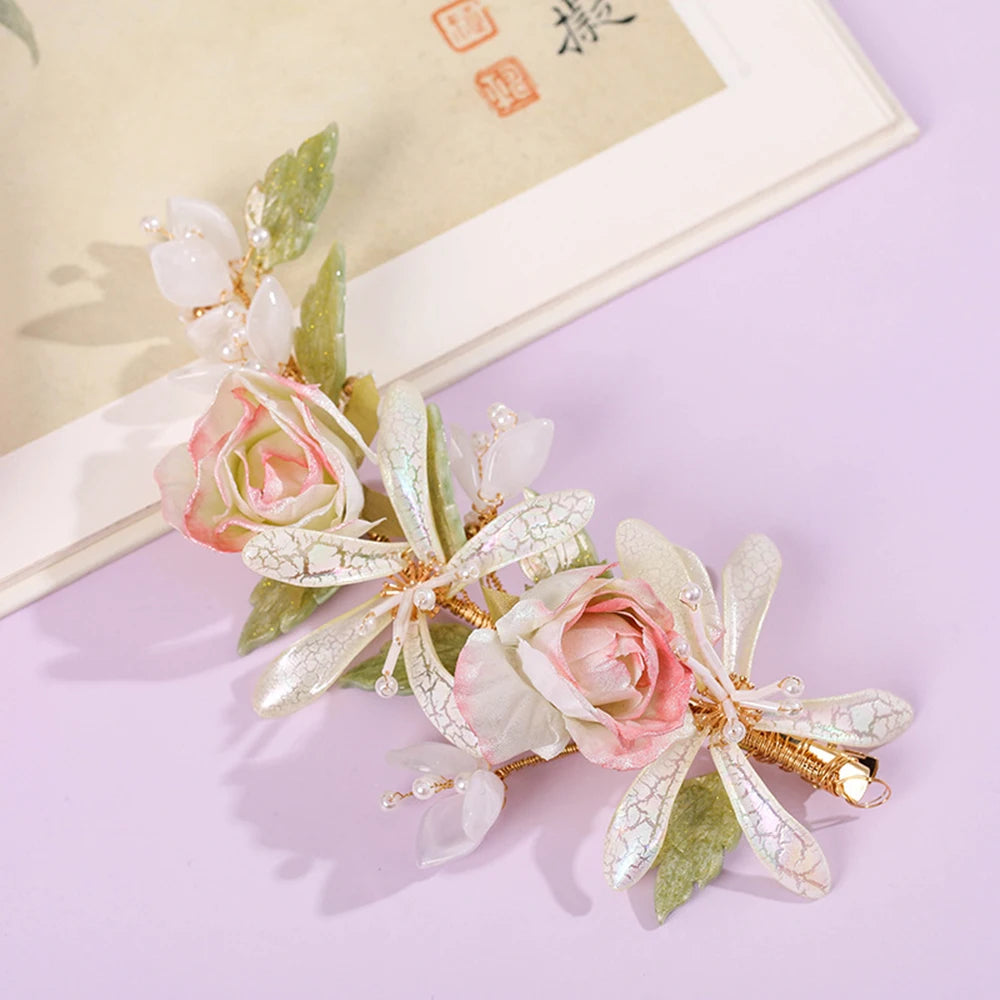Vintage Floral Pearl Chinese Hanfu Hair Accessories