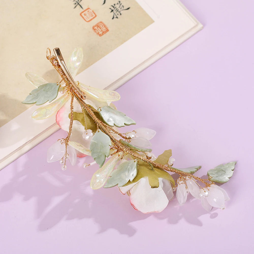 Vintage Floral Pearl Chinese Hanfu Hair Accessories