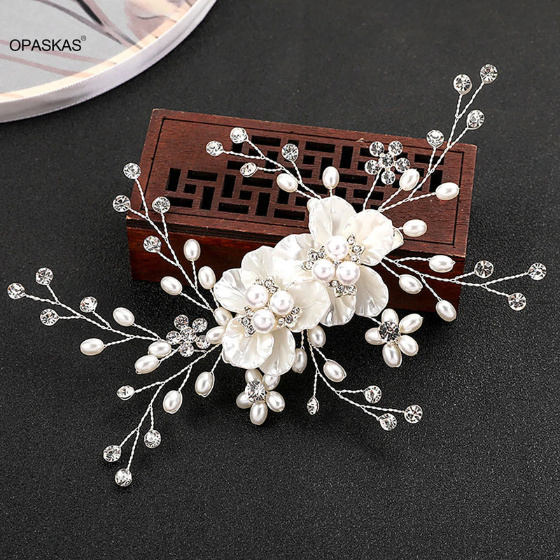 Pearl Tiaras Wedding Hair Accessories Headwear Bride Side Pin Hair Jewelry