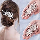 Flower Hair Comb Wedding Hair Accessories Silver Rhinestone Headband