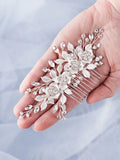Flower Hair Comb Wedding Hair Accessories Silver Rhinestone Headband
