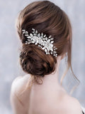 Flower Hair Comb Wedding Hair Accessories Silver Rhinestone Headband