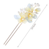 Flower Hair Sticks Hanfu Hair Accessories Light Yellow Floral Hairpins Retro Gir
