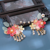 Chinese Tassel Hair Clips Rhinestone Floral Beads Hairgrips Hanfu Accessories