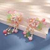 Chinese Tassel Hair Clips Rhinestone Floral Beads Hairgrips Hanfu Accessories