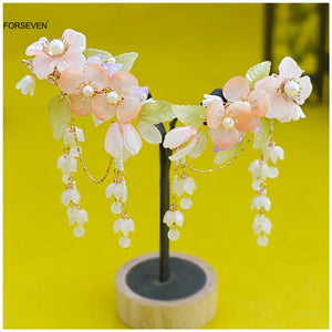 Pearl Flower Hairpins Side Clips for Women Girls
