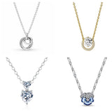 Flower Heart Double Diamond & Golden Double Round Hangle Pendant Bracelet Charm