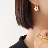 Flower Hoop Earrings for Women, Stainless Steel Huggies