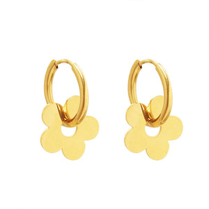 Flower Hoop Earrings for Women, Stainless Steel Huggies