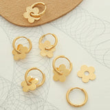 Flower Hoop Earrings for Women, Stainless Steel Huggies