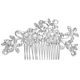 Vintage Rhinestone Inlaid Flower Hair Comb for Women