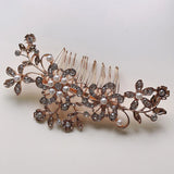 Vintage Rhinestone Inlaid Flower Hair Comb for Women