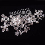 Vintage Rhinestone Inlaid Flower Hair Comb for Women