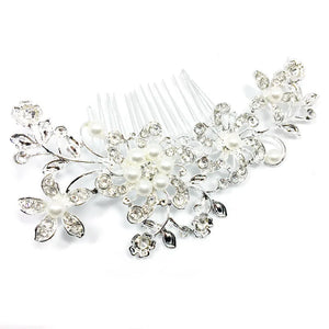 Vintage Rhinestone Flower Hair Comb for Women