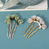 Flower Jade Chignon Hair Pins Antique Hair Comb Hair Accessories