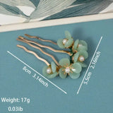 Flower Jade Chignon Hair Pins Antique Hair Comb Hair Accessories