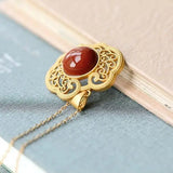 Flower Jade Turtleneck Sweater Ruyi Auspicious Necklace