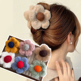 Khaki Rose Red Hair Claw Hair Clip For Women