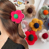 Khaki Rose Red Hair Claw Hair Clip For Women
