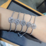 Lab Diamond Bangle Bracelet 925 Silver Wedding Bracelet