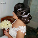 Silver Rhinestone Flower Leaf Hair Combs Pins