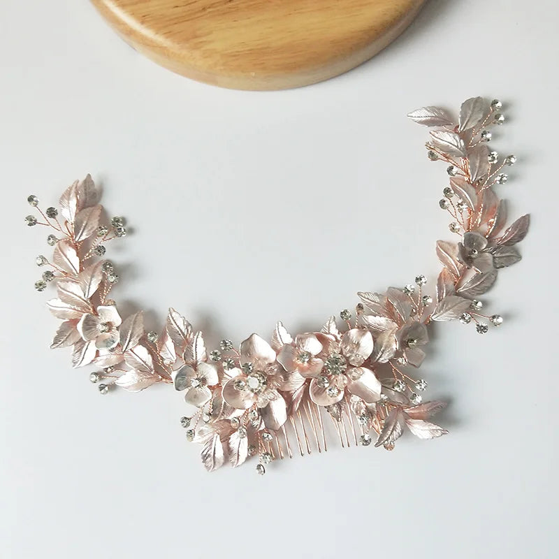 Flower Leaf Jewelry Bridal Hair Combs Tiara for Wedding