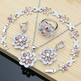 Multicolor Zircon Silver Jewelry Set for Women Wedding