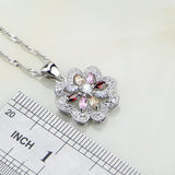 Multicolor Zircon Silver Jewelry Set for Women Wedding