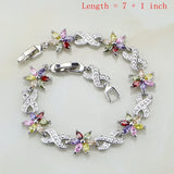 Multicolor Zircon Silver Jewelry Set for Women Wedding