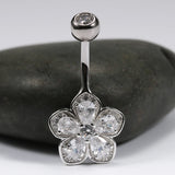 925 Silver Flower Navel Belly Button Piercing Rings Bulk