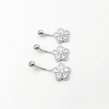 925 Silver Flower Navel Belly Button Piercing Rings Bulk