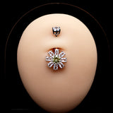 Flower Navel Piercing Belly Button Rings Daisy Chrysanthemum Silver 925
