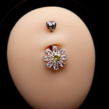 Flower Navel Piercing Belly Button Rings Daisy Chrysanthemum Silver 925