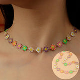 Colorful Daisy Charm Flower Necklace Party Jewelry Gift Choker Chain Boho