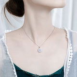 925 Silver CZ Flower Necklace for Women - Wedding Jewelry