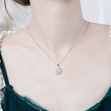 925 Silver CZ Flower Necklace for Women - Wedding Jewelry