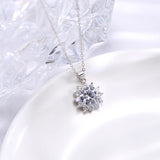 925 Silver CZ Flower Necklace for Women - Wedding Jewelry