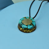 Flower Of Life Turquoise Orgone Pyramid Necklace