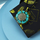 Flower Of Life Turquoise Orgone Pyramid Necklace