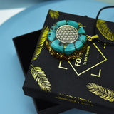 Flower Of Life Turquoise Orgone Pyramid Necklace