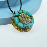Flower Of Life Turquoise Orgone Pyramid Necklace