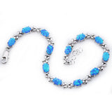 Fire Opal Silver Bead Charm Bracelet for Women