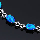 Fire Opal Silver Bead Charm Bracelet for Women