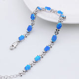 Fire Opal Silver Bead Charm Bracelet for Women