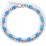 Fire Opal Silver Bead Charm Bracelet for Women